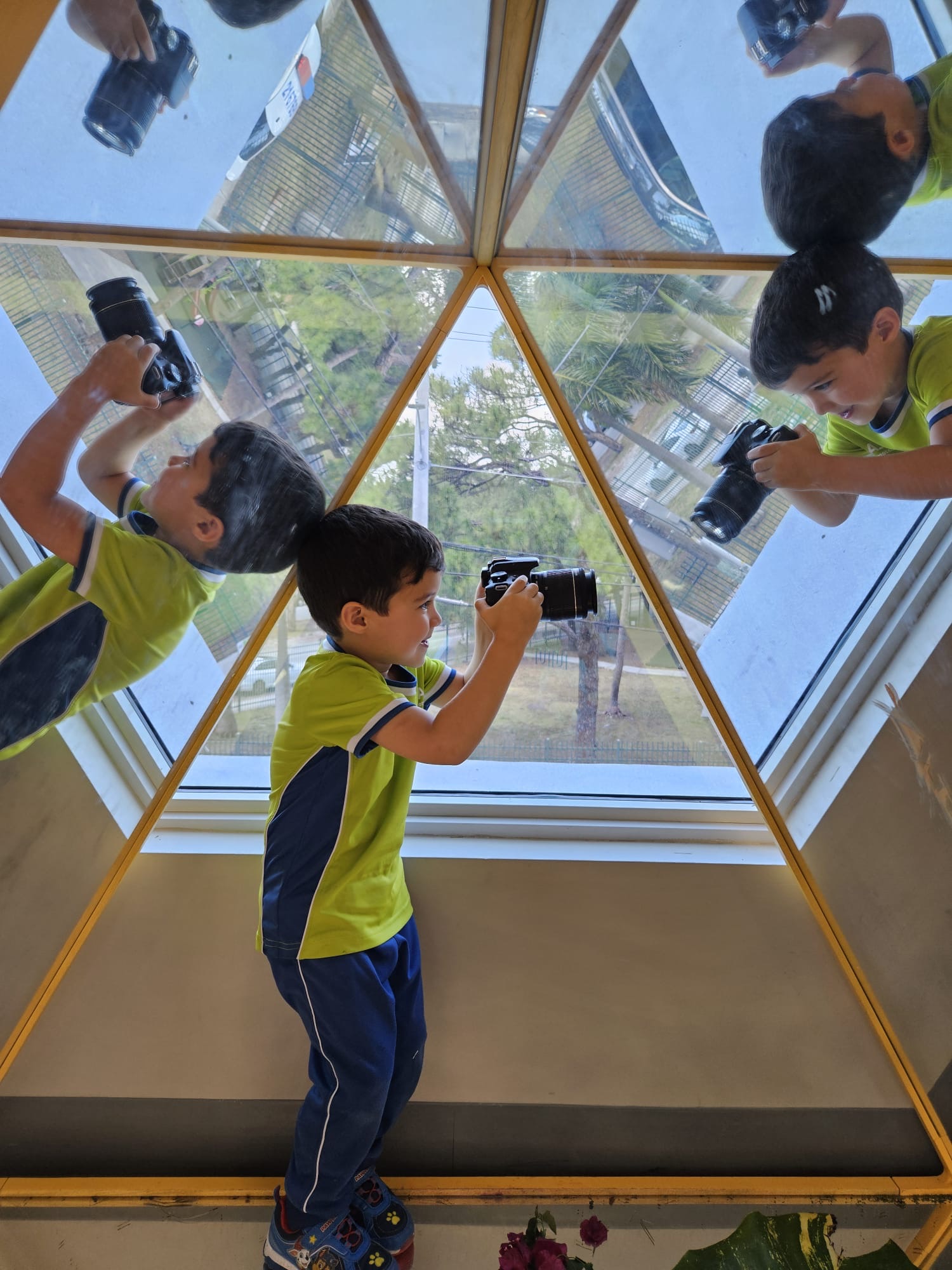 A child absorbed in independent play, exploring on their own